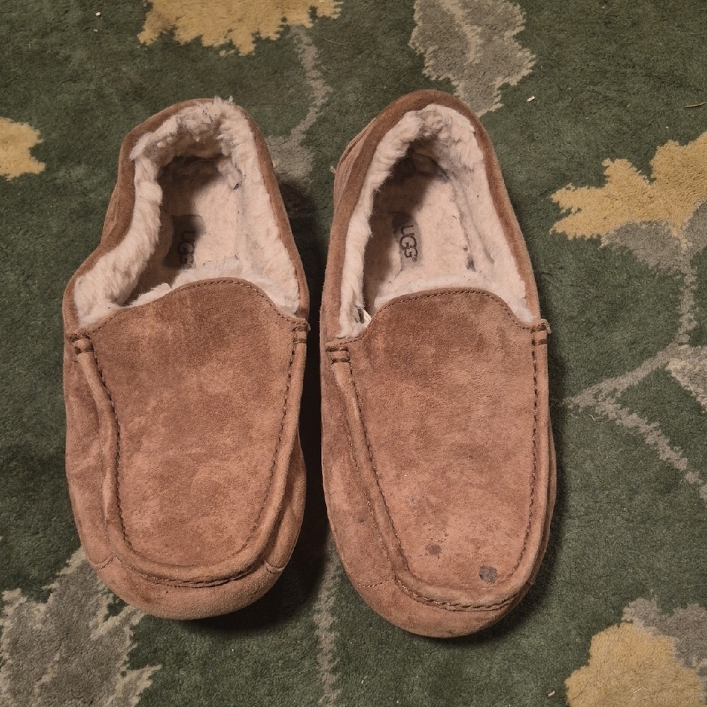 UGG Tan Suede Slippers with Plush Lining